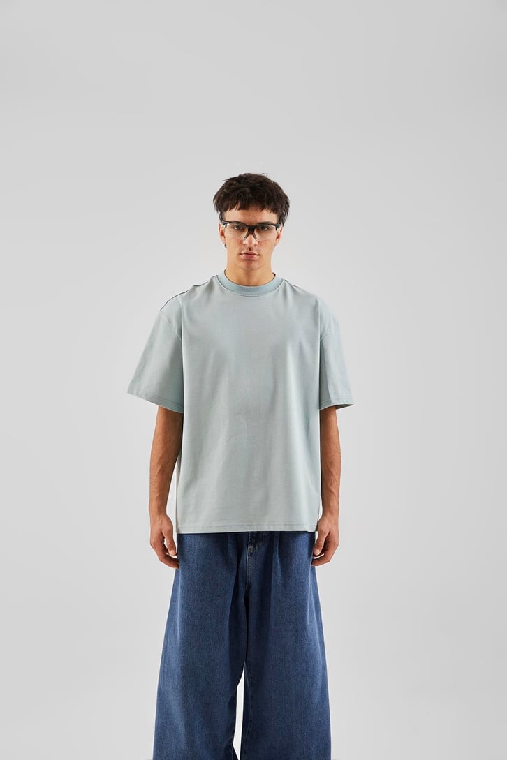 Flaw Atelier Premium Su Yeşili Basic Oversize Tshirt