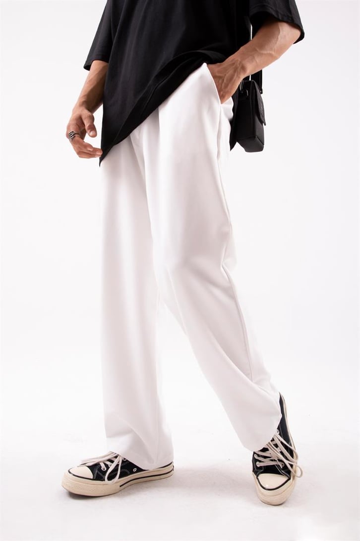 Flaw Atelier Relax Kumaş Beyaz Pantolon