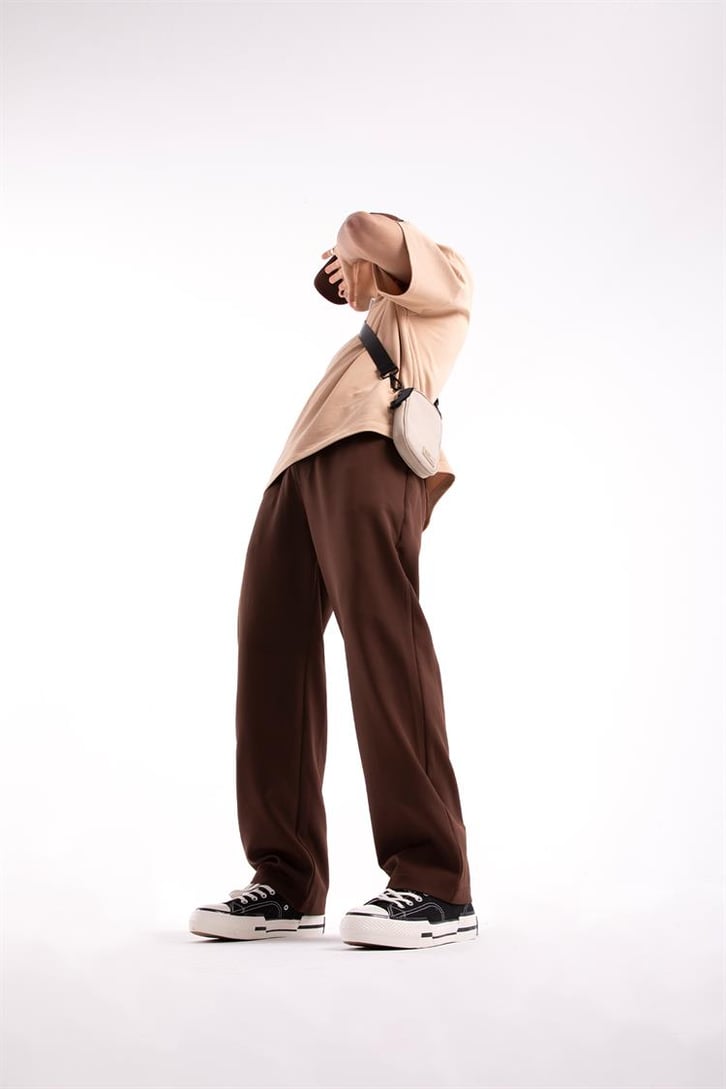 Flaw Atelier Relax Kumaş Kahverengi Pantolon