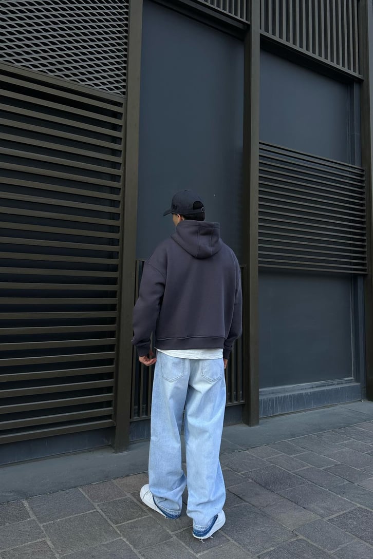 Flaw Atelier Relax Oversize Basic Antrasit Hoodie