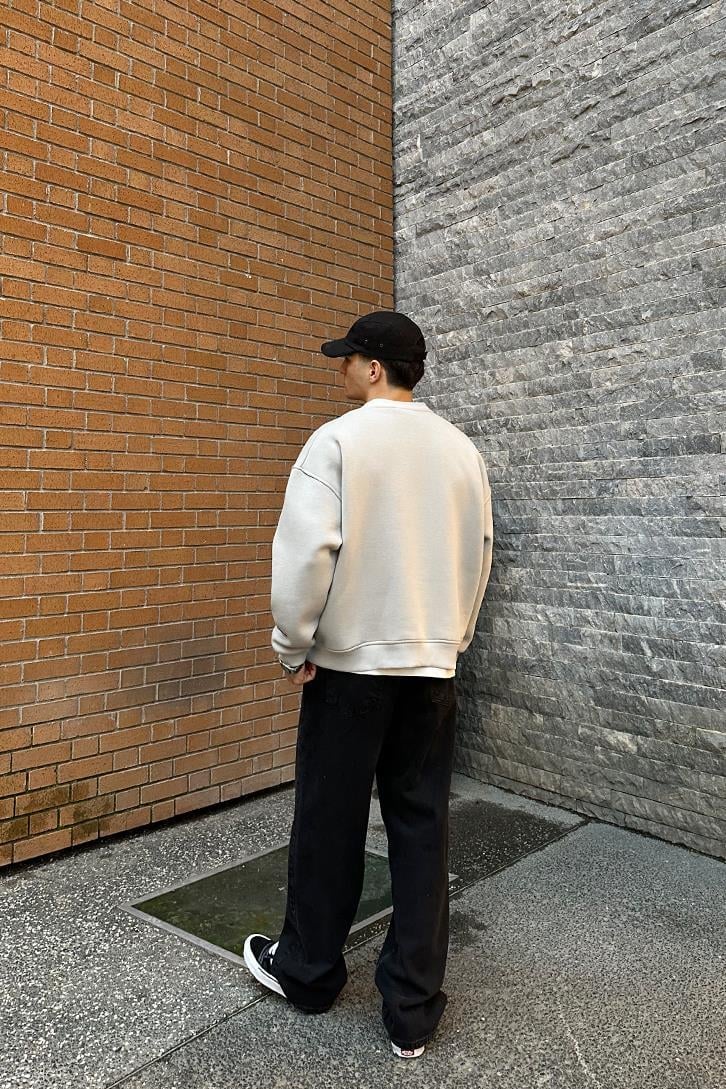 Flaw Atelier Relax Oversize Basic Buz Gri Sweatshirt
