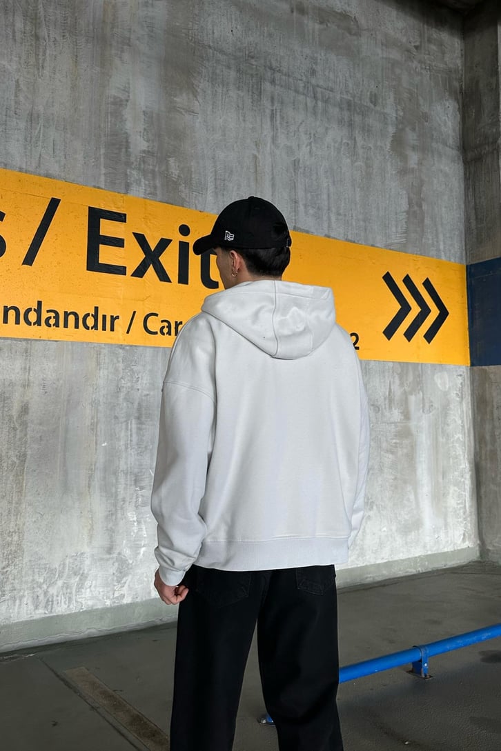 Flaw Atelier Relax Oversize Basic Buz Gri Zip Hoodie