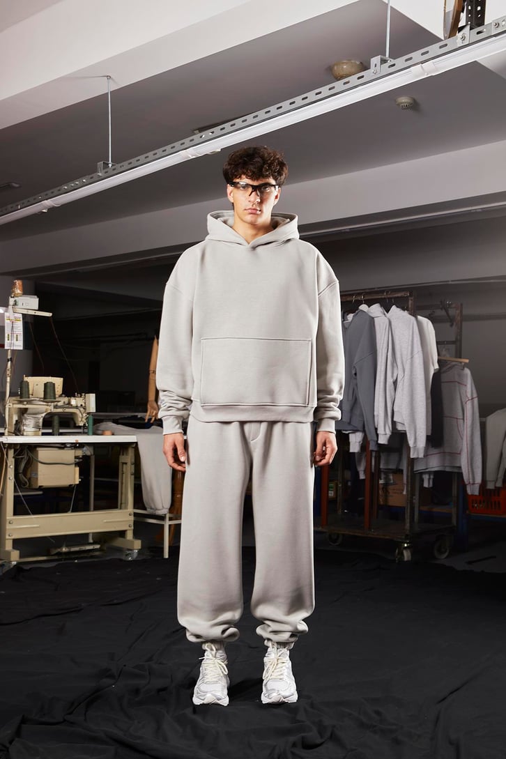 Flaw Atelier Relax Oversize Basic Buz Gri Jogger Eşofman