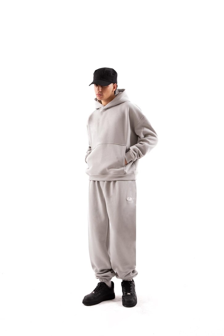 Flaw Atelier Relax Oversize Basic Buz Gri Jogger Eşofman
