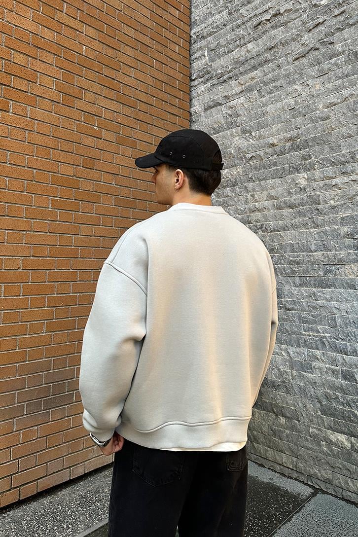Flaw Atelier Relax Oversize Basic Buz Gri Sweatshirt
