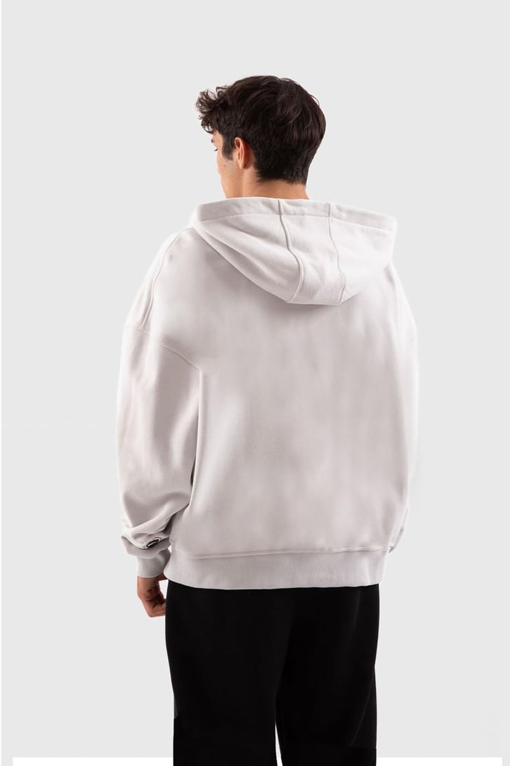 Flaw Atelier Relax Oversize Basic Buz Gri Zip Hoodie