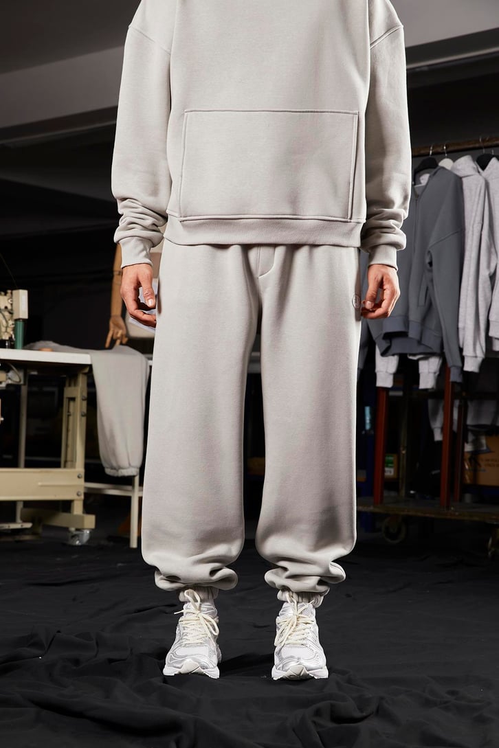 Flaw Atelier Relax Oversize Basic Buz Gri Jogger Eşofman