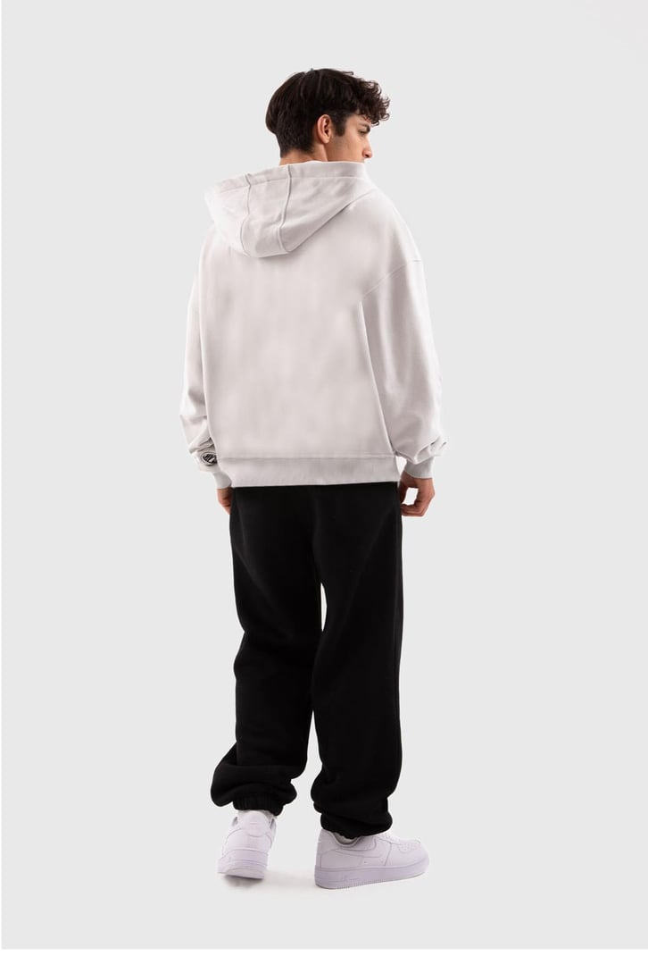 Flaw Atelier Relax Oversize Basic Buz Gri Zip Hoodie