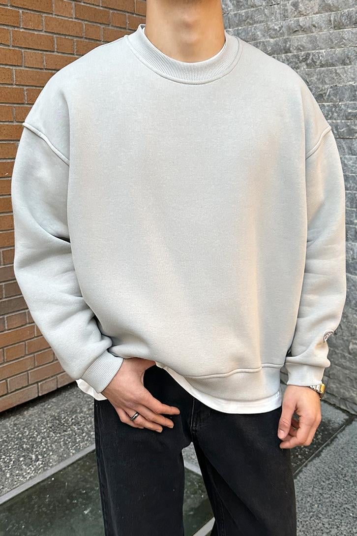 Flaw Atelier Relax Oversize Basic Buz Gri Sweatshirt