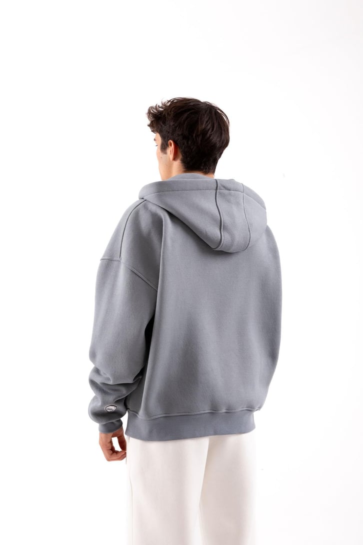 Flaw Atelier Relax Oversize Basic Füme Zip Hoodie
