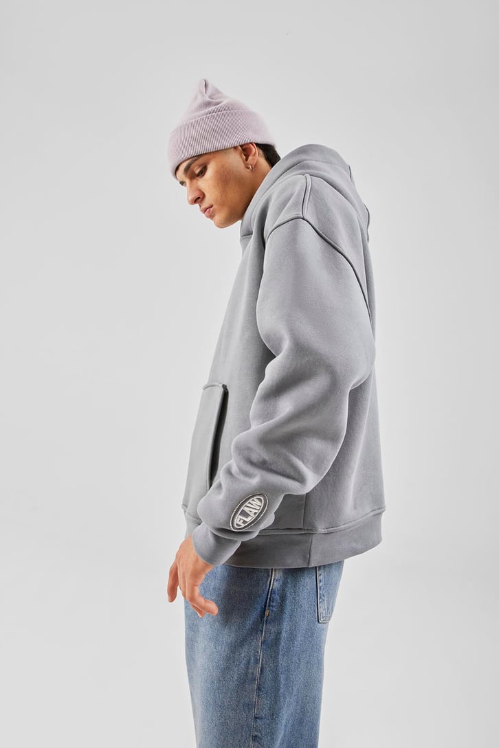Flaw Atelier Relax Oversize Basic Füme Hoodie