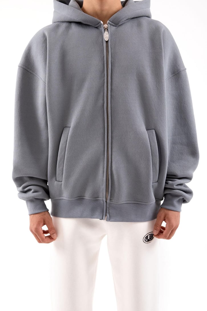 Flaw Atelier Relax Oversize Basic Füme Zip Hoodie