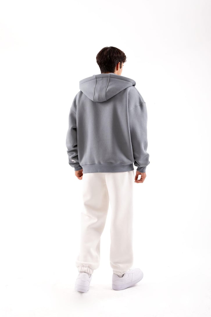 Flaw Atelier Relax Oversize Basic Füme Zip Hoodie