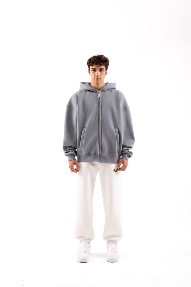 Flaw Atelier Relax Oversize Basic Füme Zip Hoodie