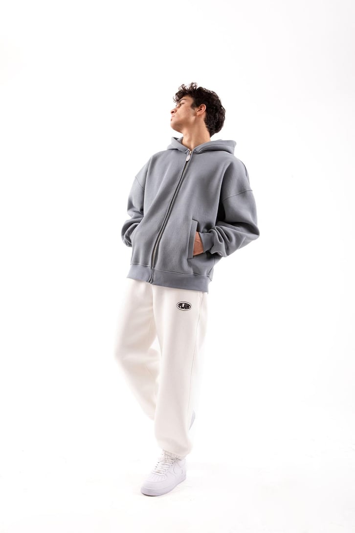 Flaw Atelier Relax Oversize Basic Füme Zip Hoodie