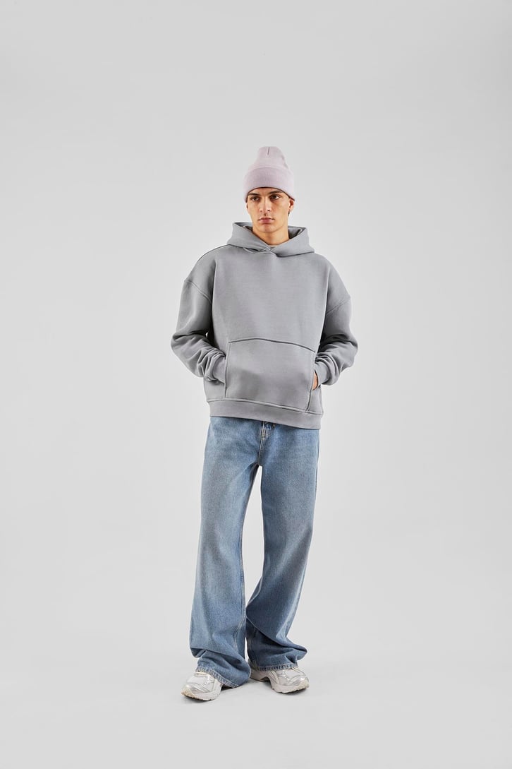 Flaw Atelier Relax Oversize Basic Füme Hoodie