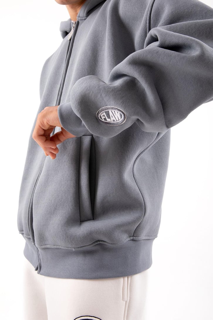Flaw Atelier Relax Oversize Basic Füme Zip Hoodie