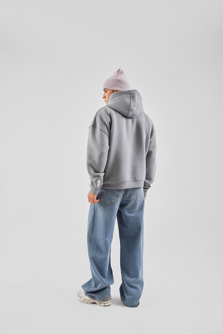Flaw Atelier Relax Oversize Basic Füme Hoodie