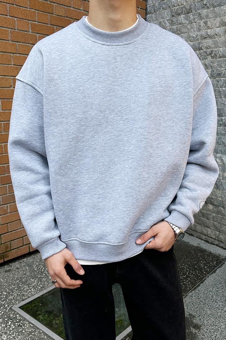 Flaw Atelier Relax Oversize Basic Gri Melanj Sweatshirt