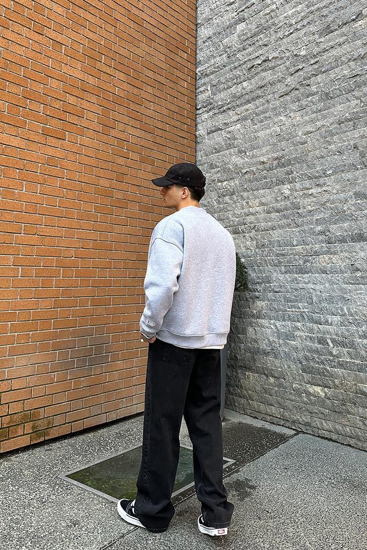 Flaw Atelier Relax Oversize Basic Gri Melanj Sweatshirt