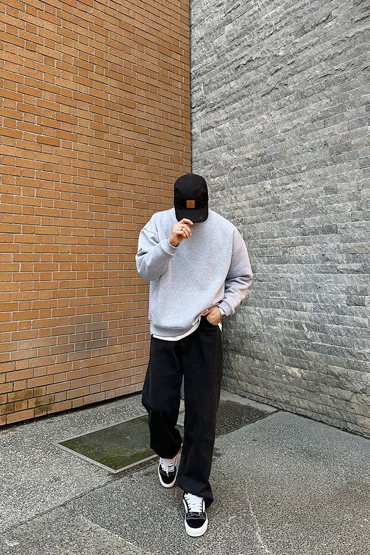 Flaw Atelier Relax Oversize Basic Gri Melanj Sweatshirt