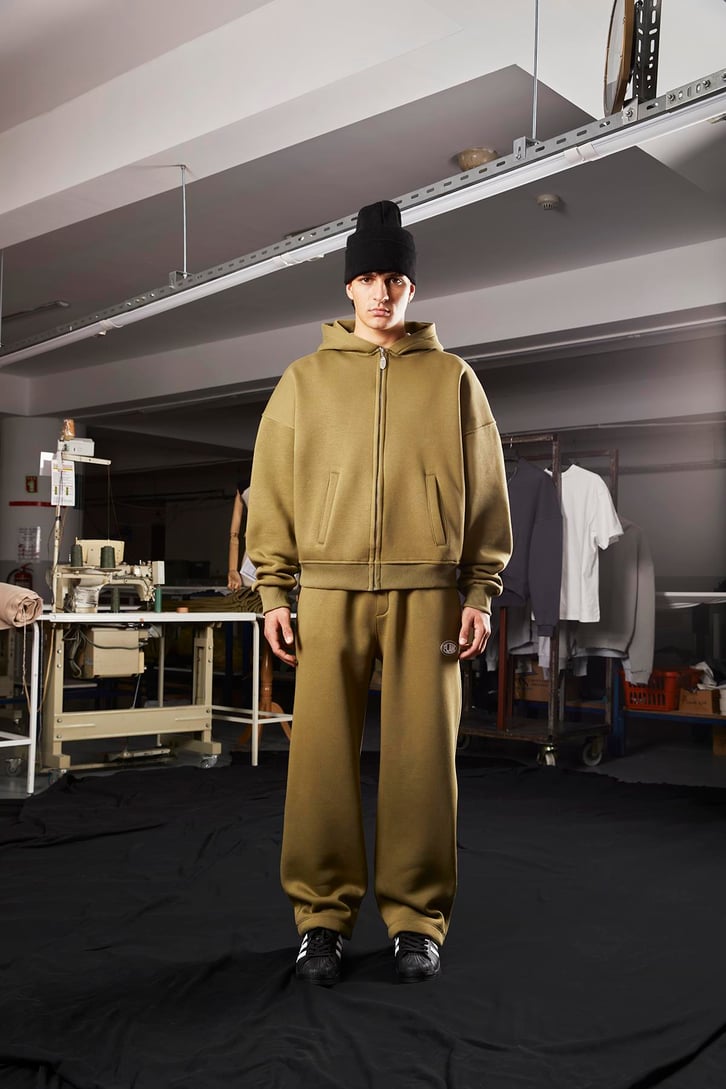 Flaw Atelier Relax Oversize Basic Haki Zip Hoodie