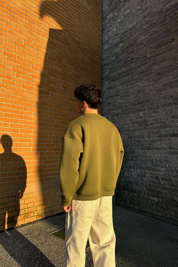 Flaw Atelier Relax Oversize Basic Haki Sweatshirt