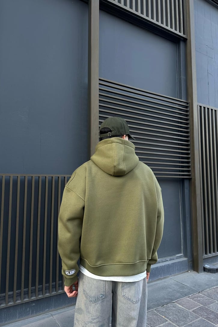 Flaw Atelier Relax Oversize Basic Haki Hoodie