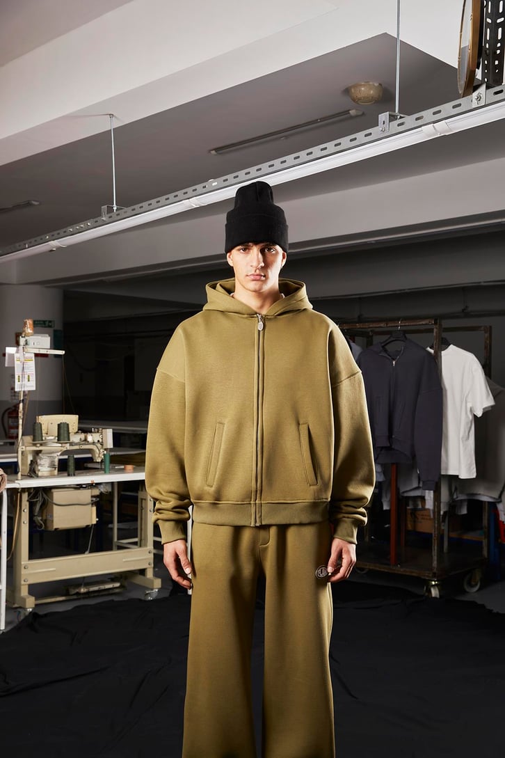 Flaw Atelier Relax Oversize Basic Haki Zip Hoodie