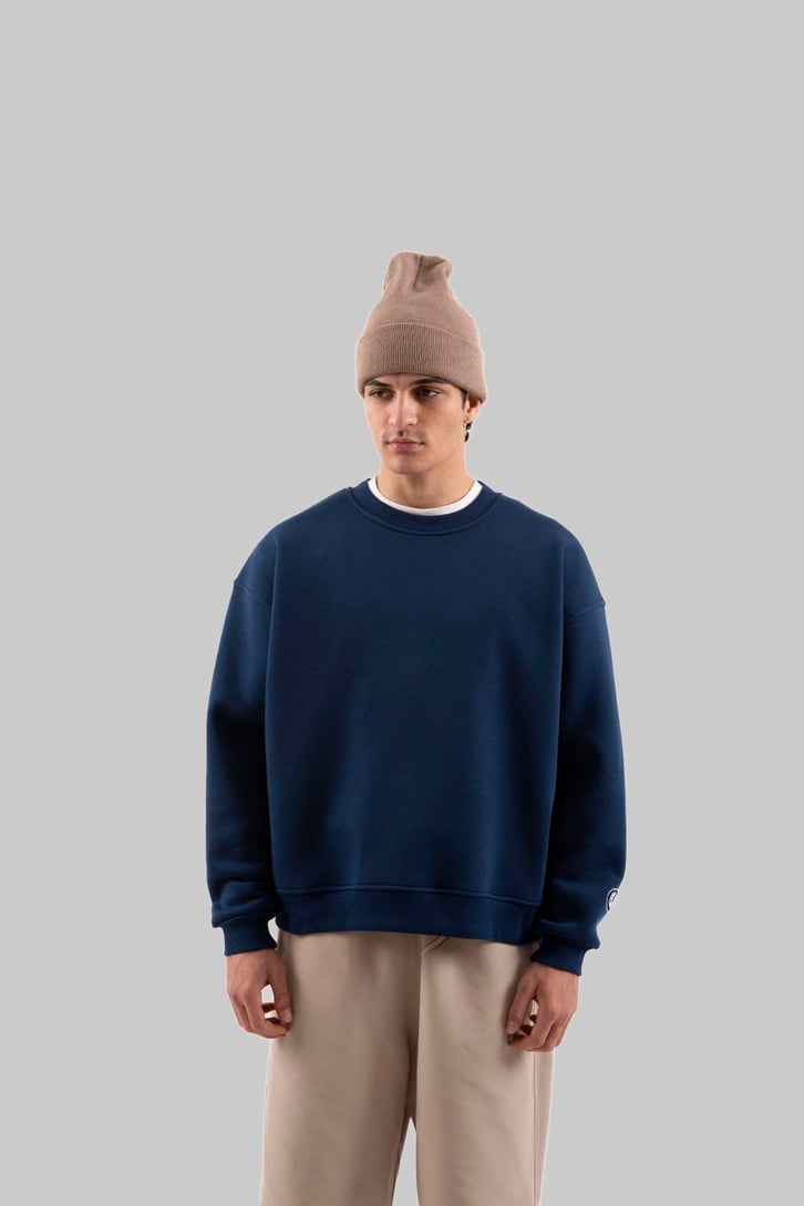 Flaw Atelier Relax Oversize Basic Lacivert Sweatshirt