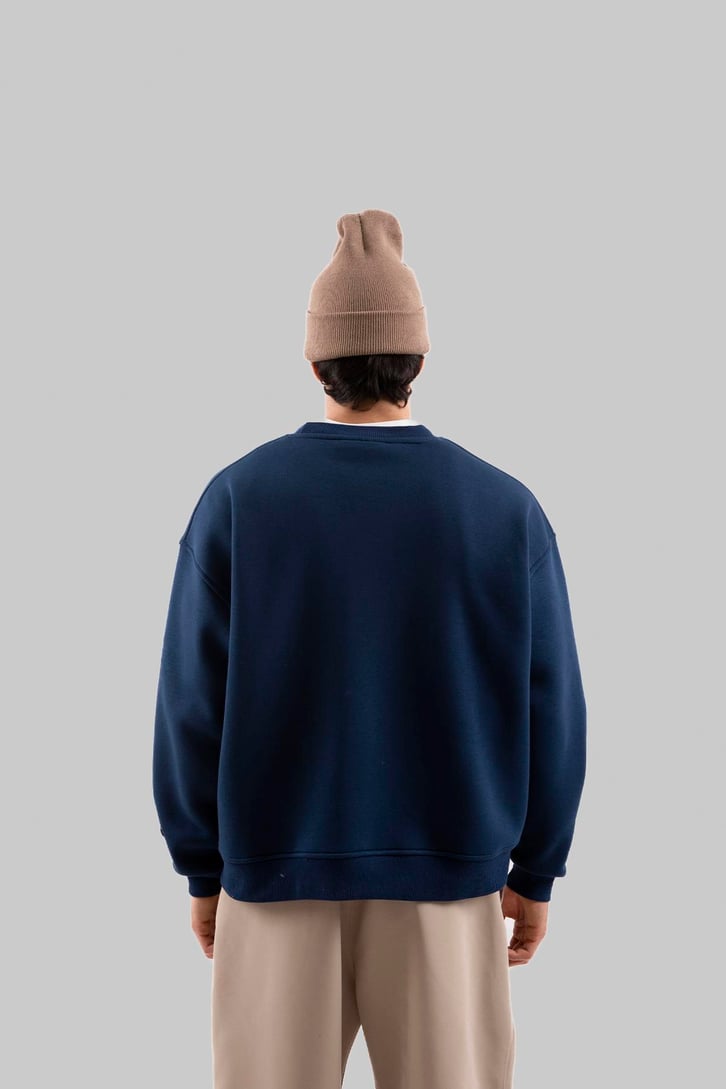 Flaw Atelier Relax Oversize Basic Lacivert Sweatshirt