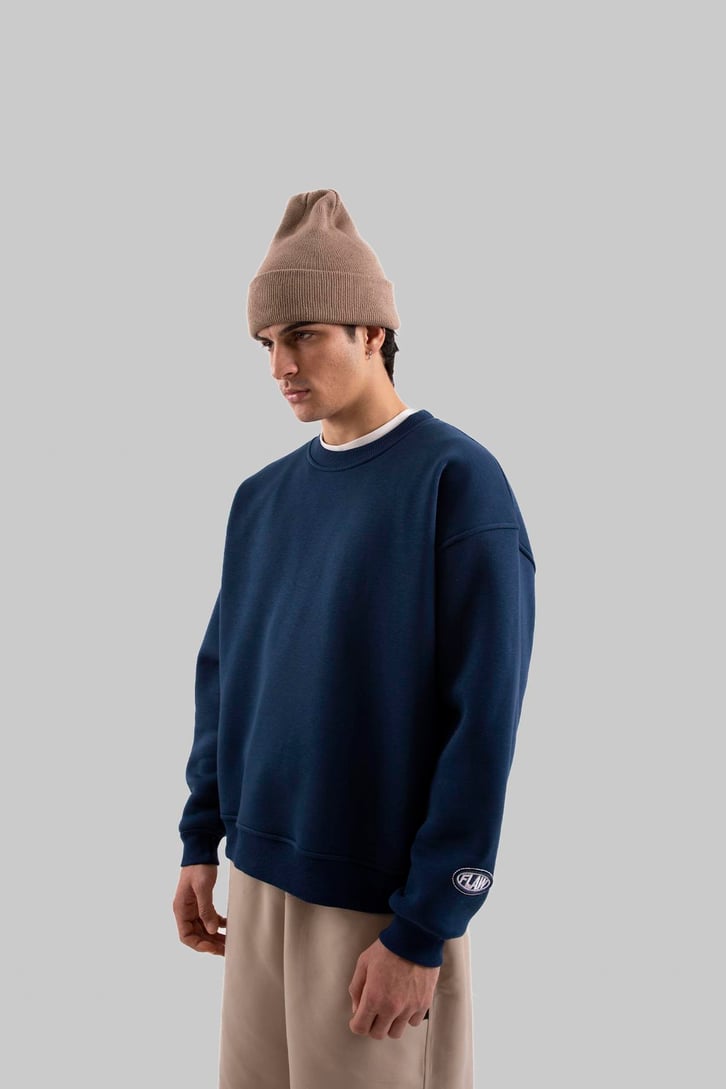 Flaw Atelier Relax Oversize Basic Lacivert Sweatshirt