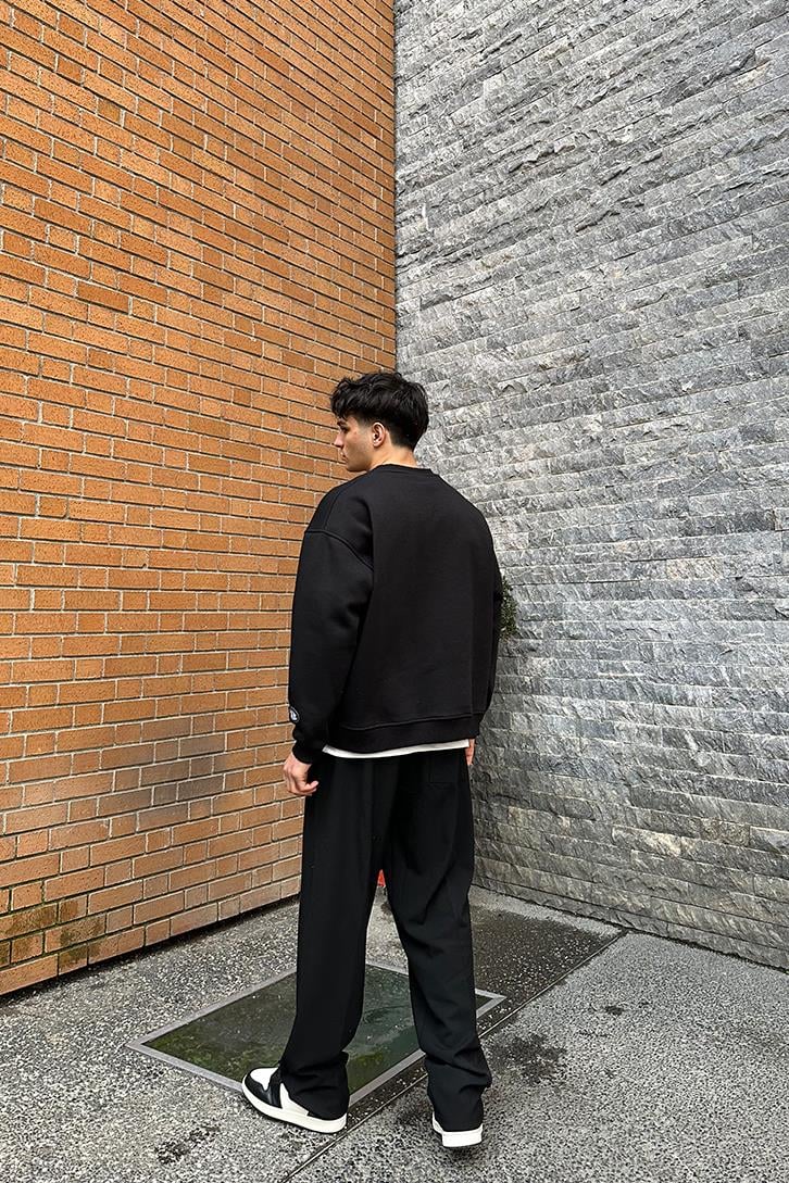 Flaw Atelier Relax Oversize Basic Siyah Sweatshirt