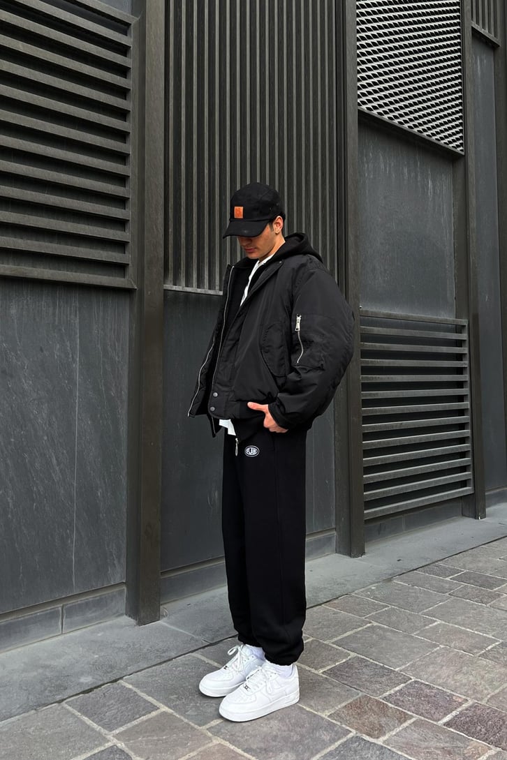 Flaw Atelier Relax Oversize Basic Siyah Jogger Eşofman