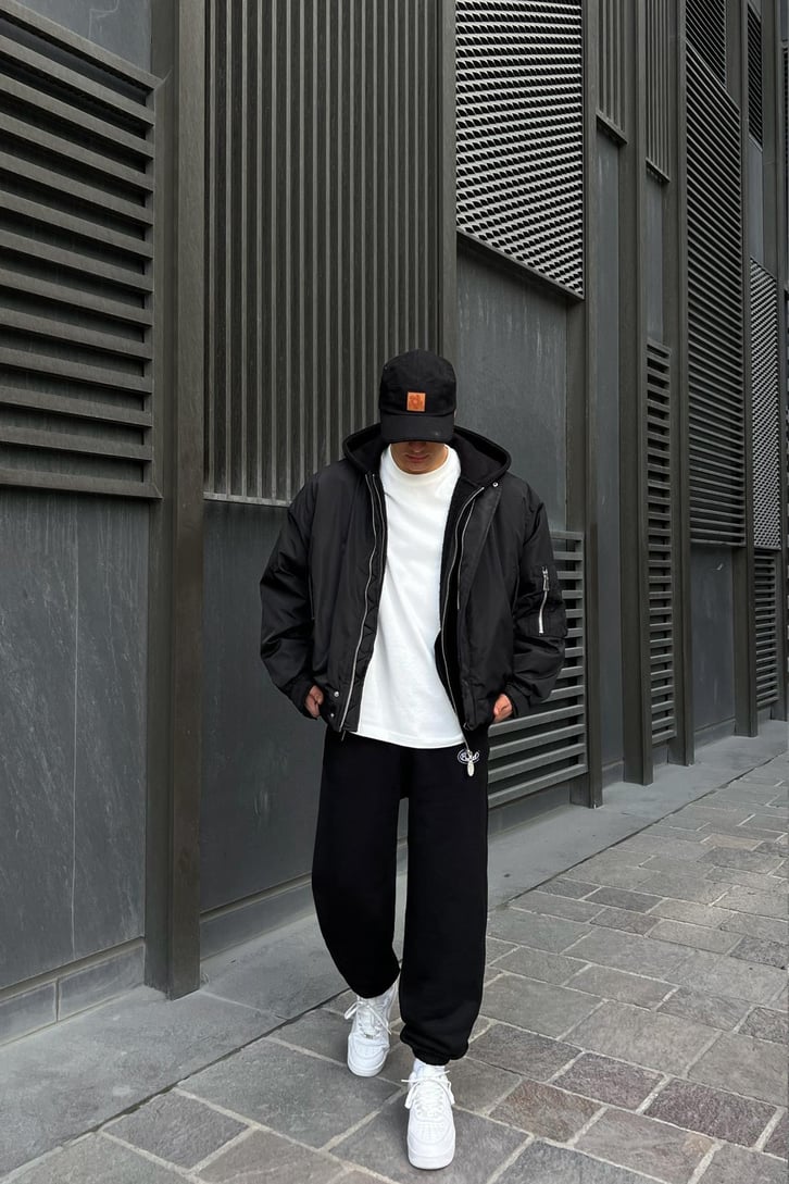 Flaw Atelier Relax Oversize Basic Siyah Jogger Eşofman