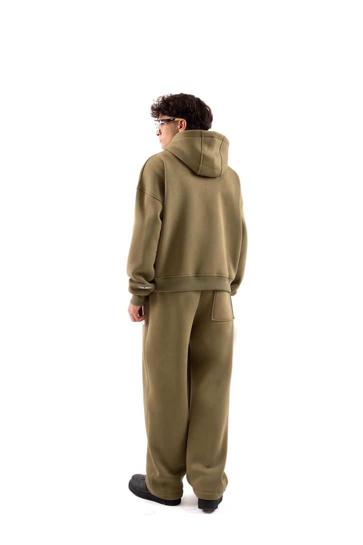 Flaw Atelier Relax Oversize Basic Taş Rengi Zip Hoodie