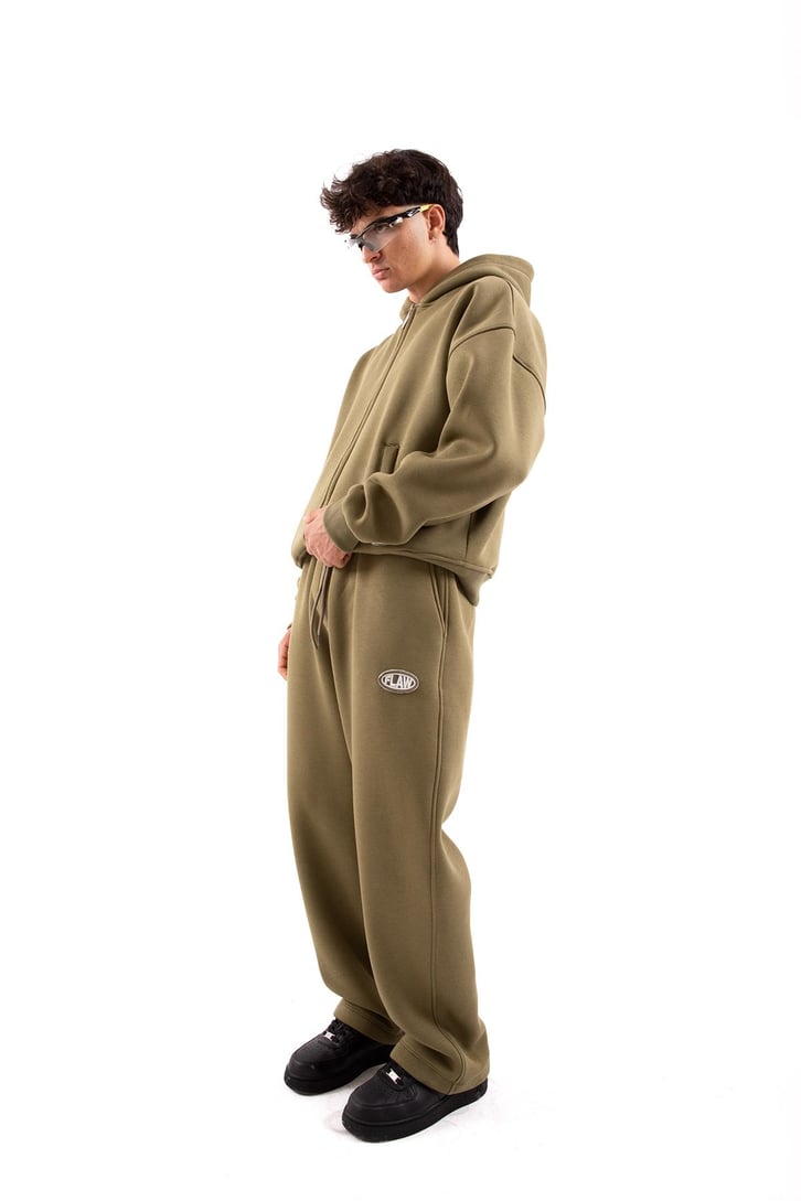 Flaw Atelier Relax Oversize Basic Taş Rengi Zip Hoodie