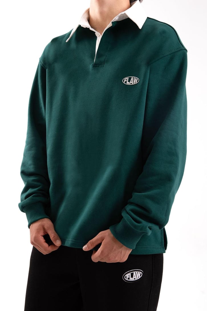 Flaw Atelier Relax Oversize Polo Yaka Yeşil Sweatshirt