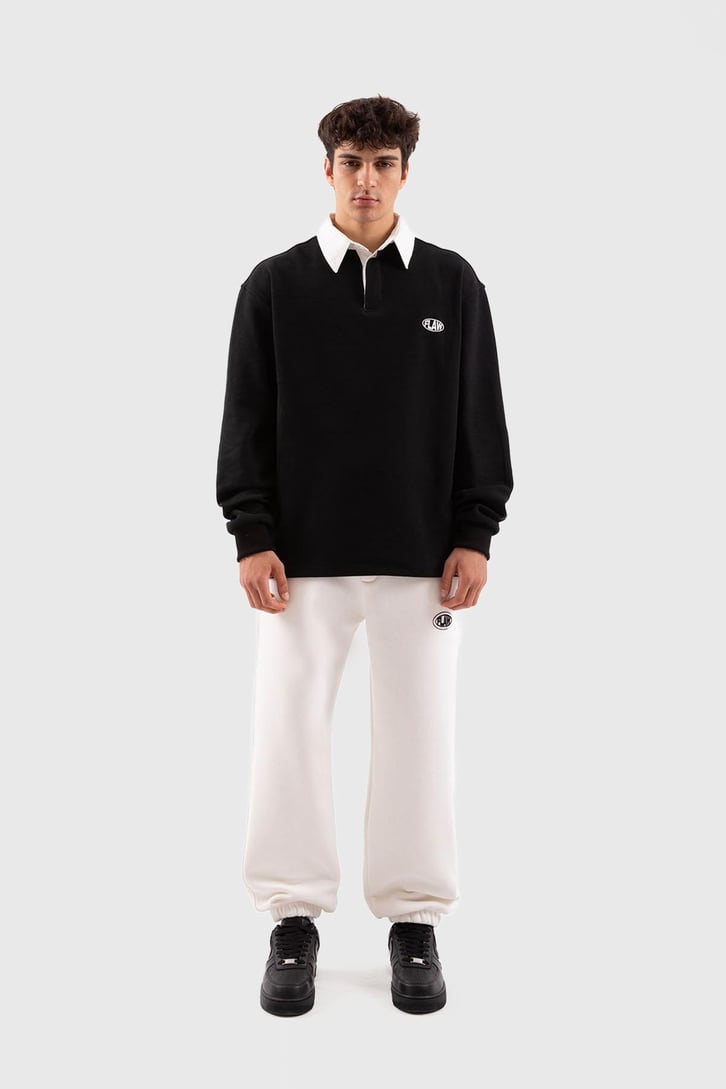 Flaw Atelier Relax Oversize Siyah Polo Yaka Sweatshirt