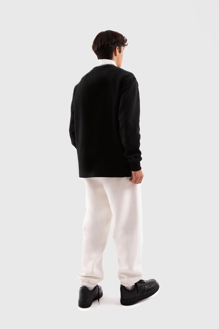 Flaw Atelier Relax Oversize Siyah Polo Yaka Sweatshirt