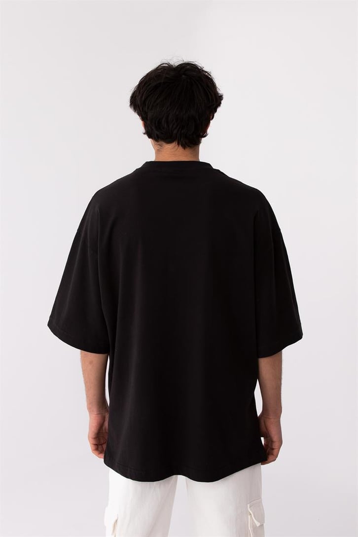 Flaw Atelier Rib Collar Black Oversize Basic Tee