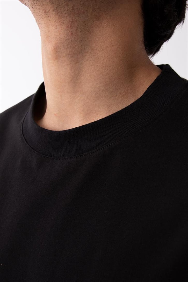 Flaw Atelier Rib Collar Black Oversize Basic Tee