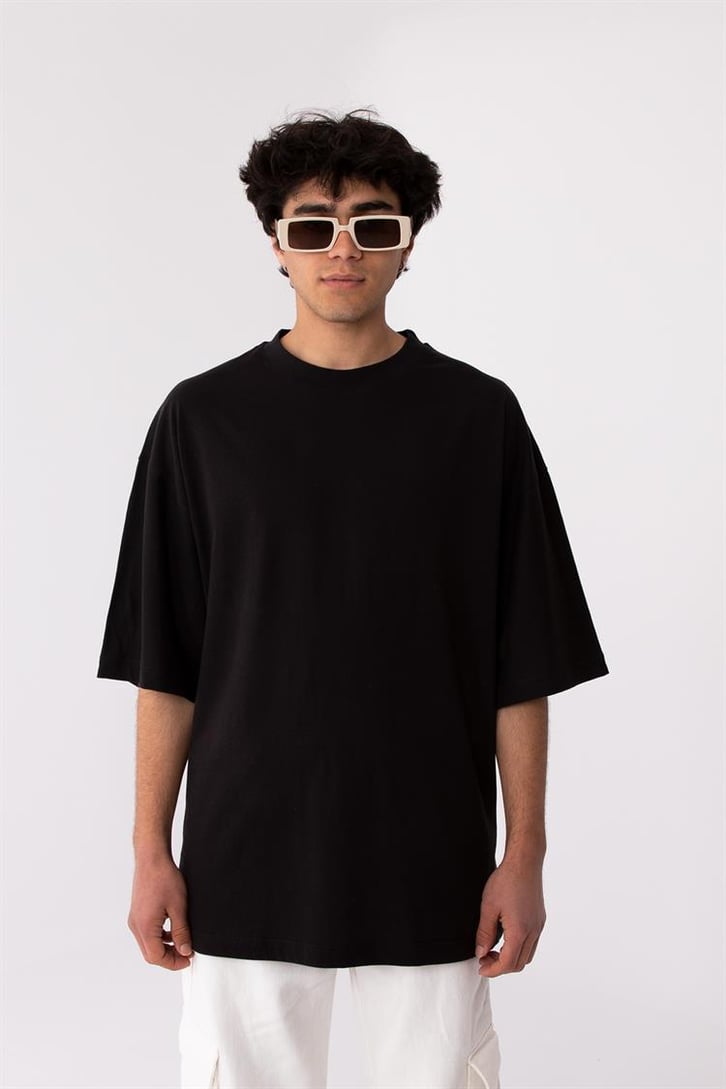 Flaw Atelier Rib Collar Black Oversize Basic Tee