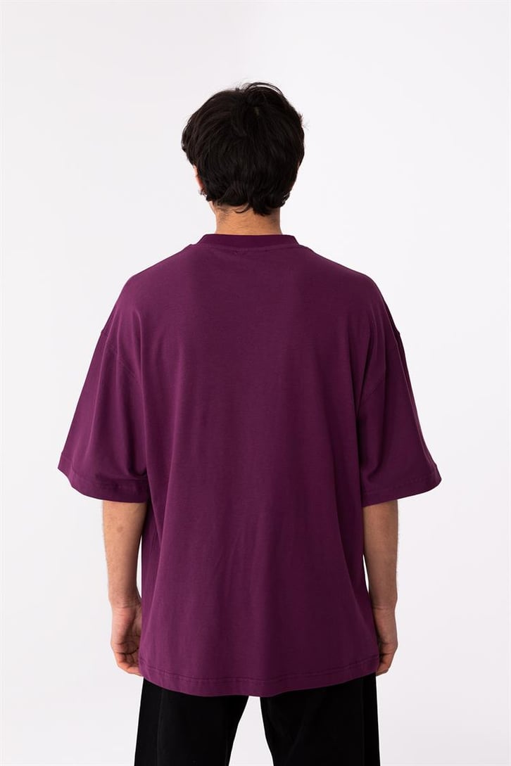 Flaw Atelier Rib Collar Plum Oversize Basic Tee