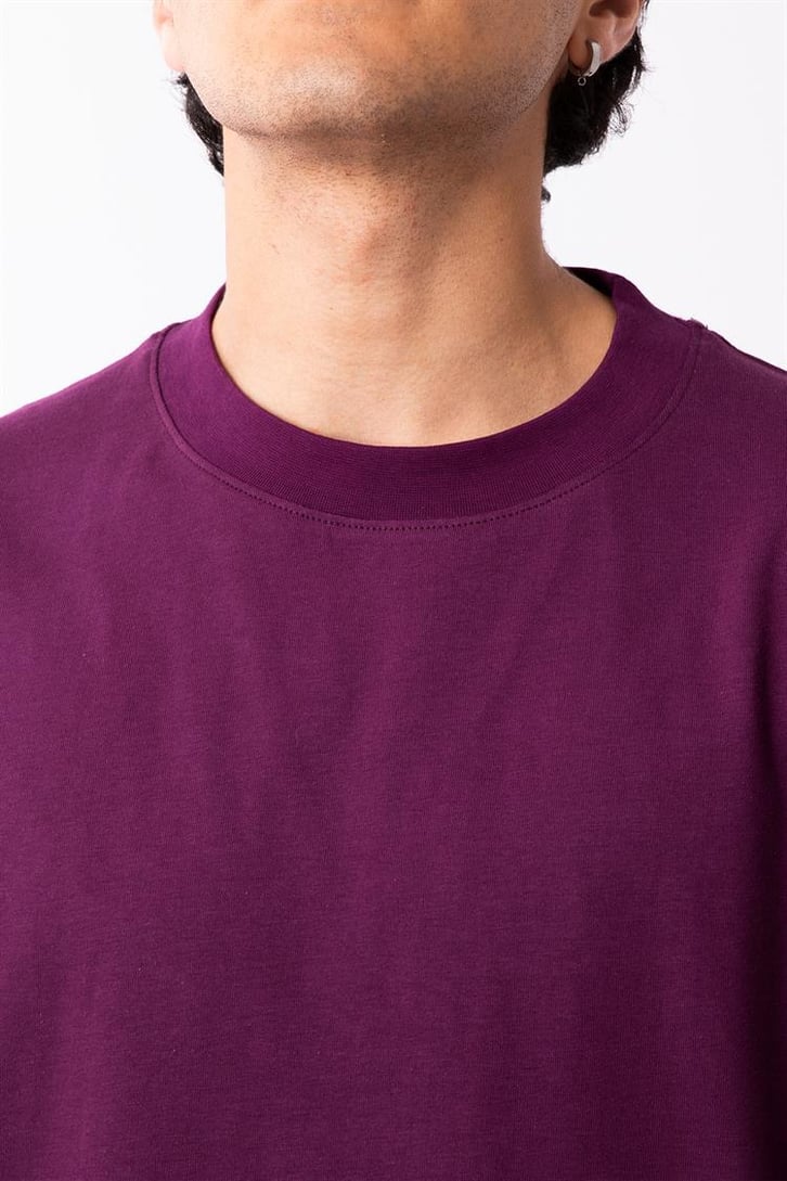 Flaw Atelier Rib Collar Plum Oversize Basic Tee