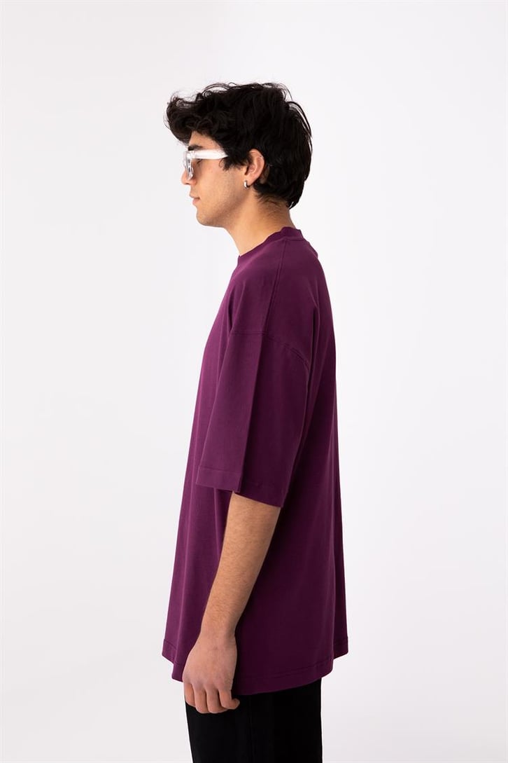 Flaw Atelier Rib Collar Plum Oversize Basic Tee