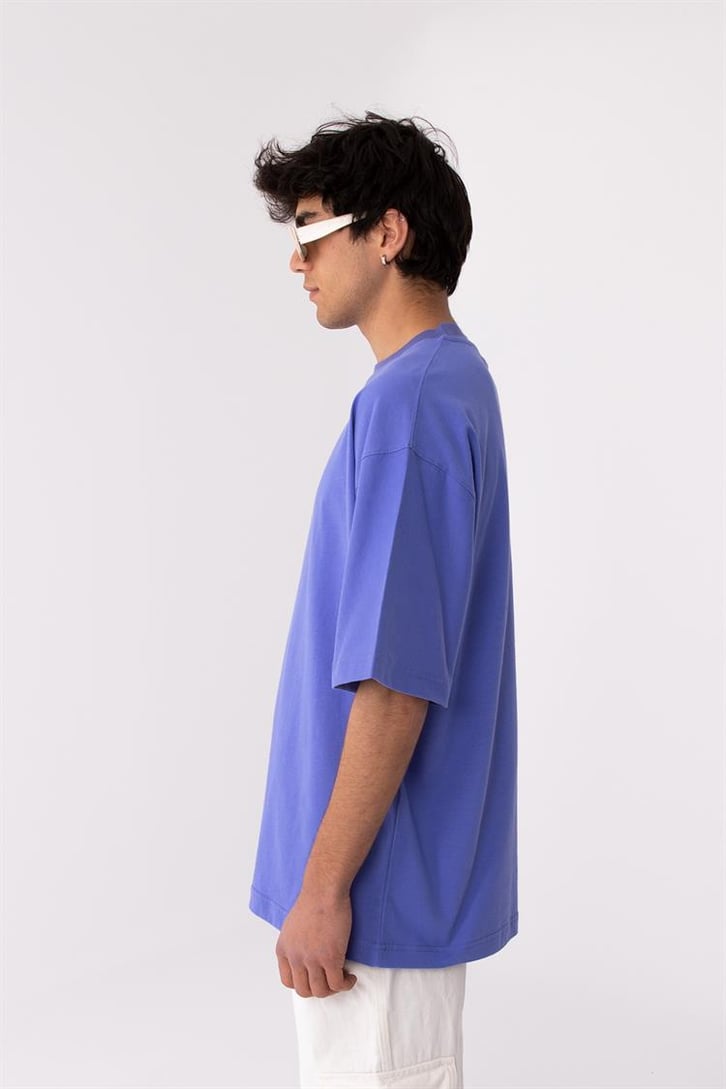 Flaw Atelier Rib Collar Purple Oversize Basic Tee