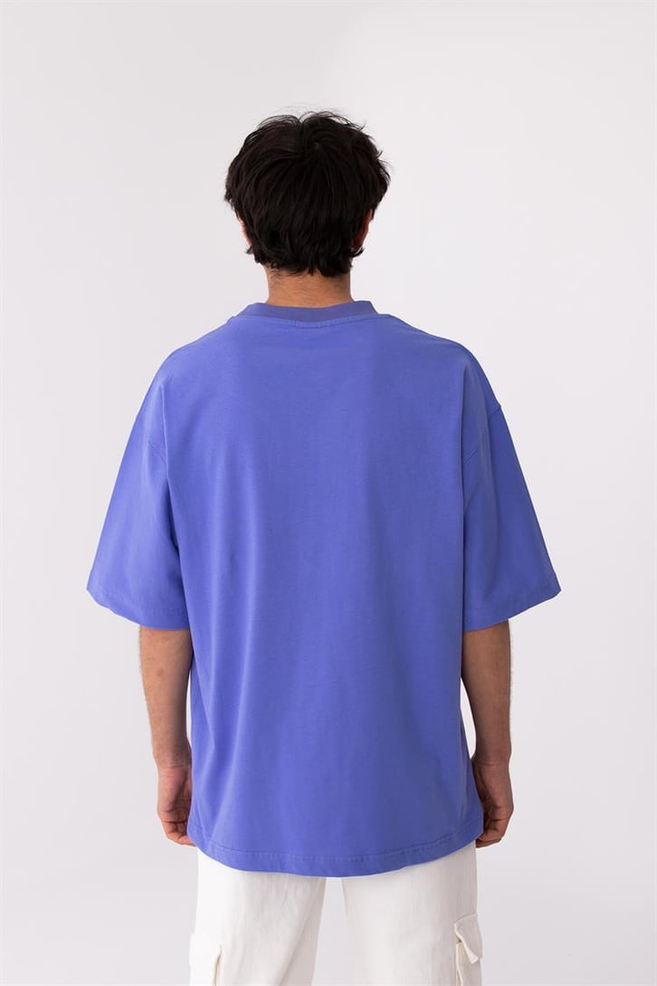 Flaw Atelier Rib Collar Purple Oversize Basic Tee