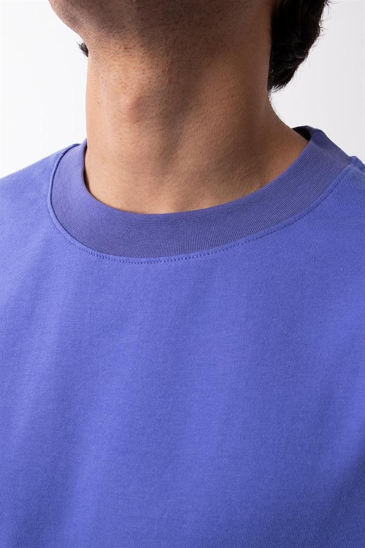 Flaw Atelier Rib Collar Purple Oversize Basic Tee