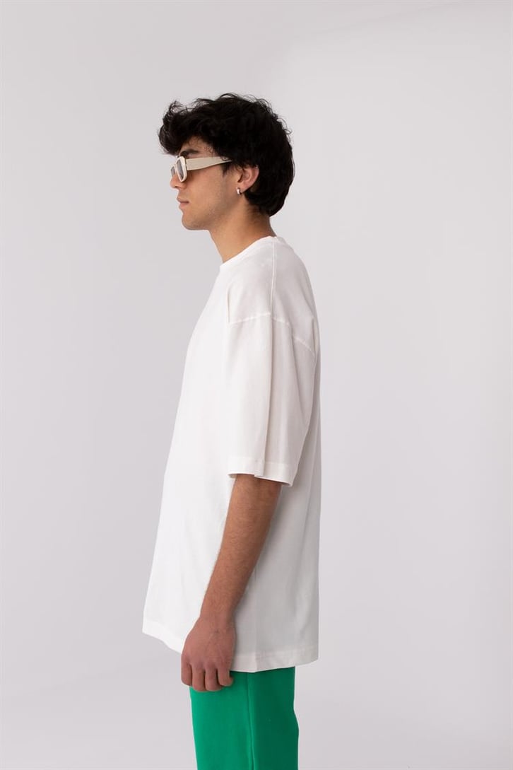 Flaw Atelier Rib Collar White Oversize Basic Tee
